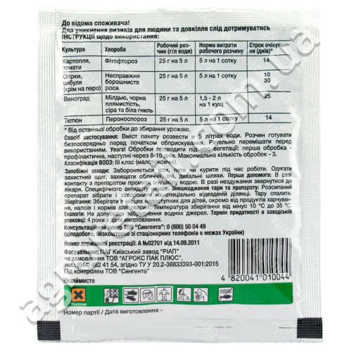 Фунгіцид Ридоміл голд МЦ 68 WG в. г 25 г Syngenta
