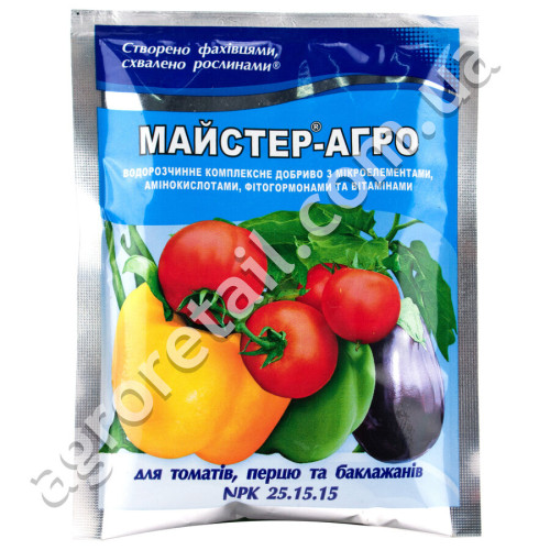 Добриво Майстер-агро для томатів, перцю і баклажанів 25.15.15 100 г