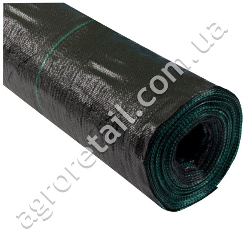 Агротканина чорна із зеленою смугою щільність 85 ширина 1.6 м на метраж Agreen