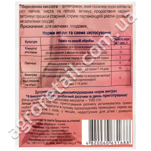 Стимулятор роста Гиббереллиновая кислота 5 мл Швидка допомога
