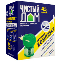 Электрофумигатор + жидкость от комаров Чистый дом 45 ночей