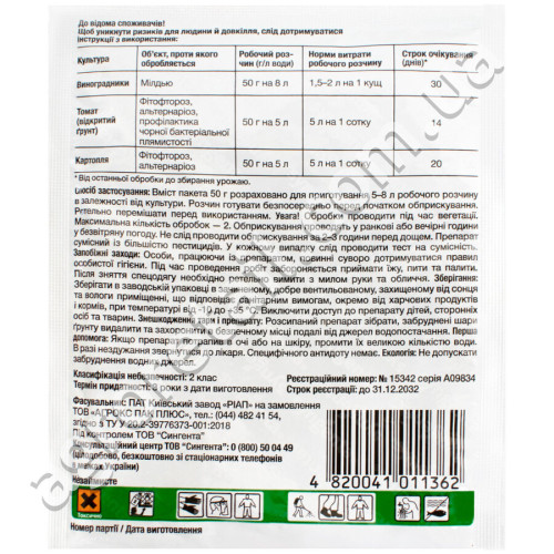Фунгицид Ридомил Голд R 162 WG в.г. 50 г Syngenta