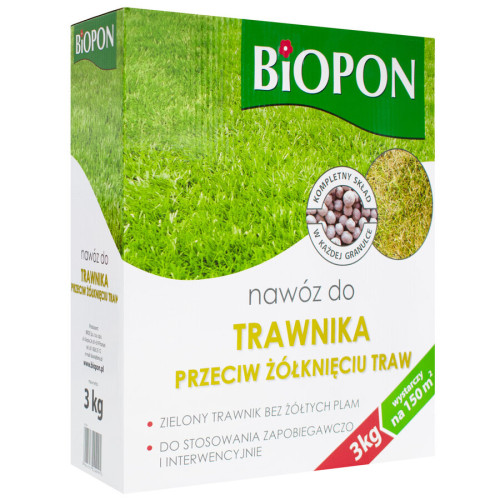 Добриво Biopon для газону проти пожовтіння трави 3 кг