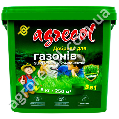 Удобрение для газона super многокомпонентное 18.7.12+2 5 кг Agrecol