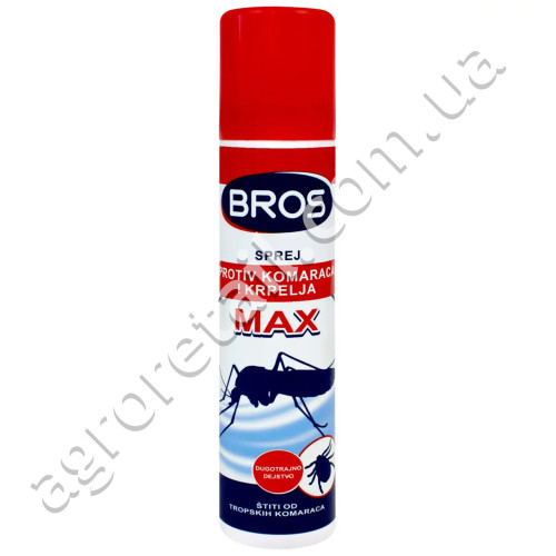 Аерозоль від комарів, кліщів і мошок Bros Max 8 годин 90 мл