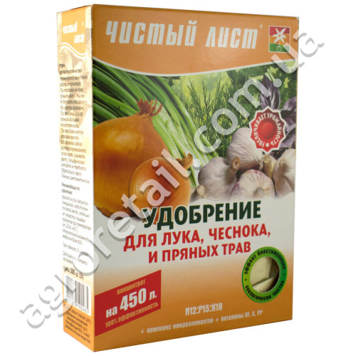 Удобрение Чистый лист для лука, чеснока и пряных трав 300 г